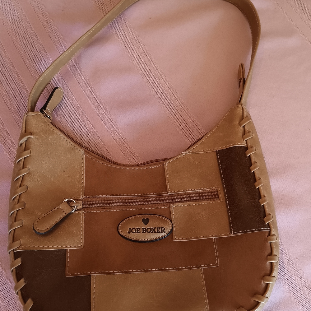 Joe Boxer Tan Patchwork Shoulder Bag - Picture 2 of 7